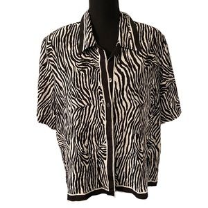 vintage Allison Daley zebra print short sleeve blouse